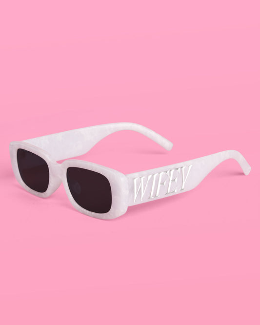 Wifey Sunglasses | White Marble Sunglasses for Bride & Newlywed