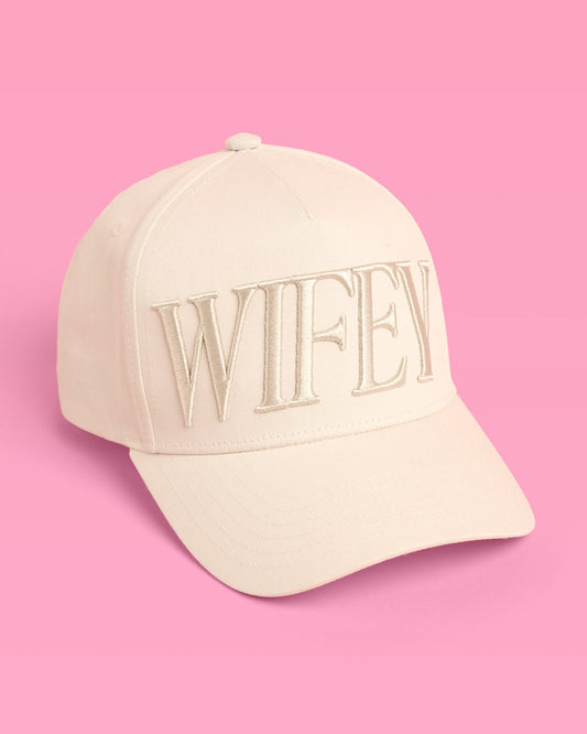 Wifey Trucker Hat | Ivory Embroidered Hat for Bride & Newlywed