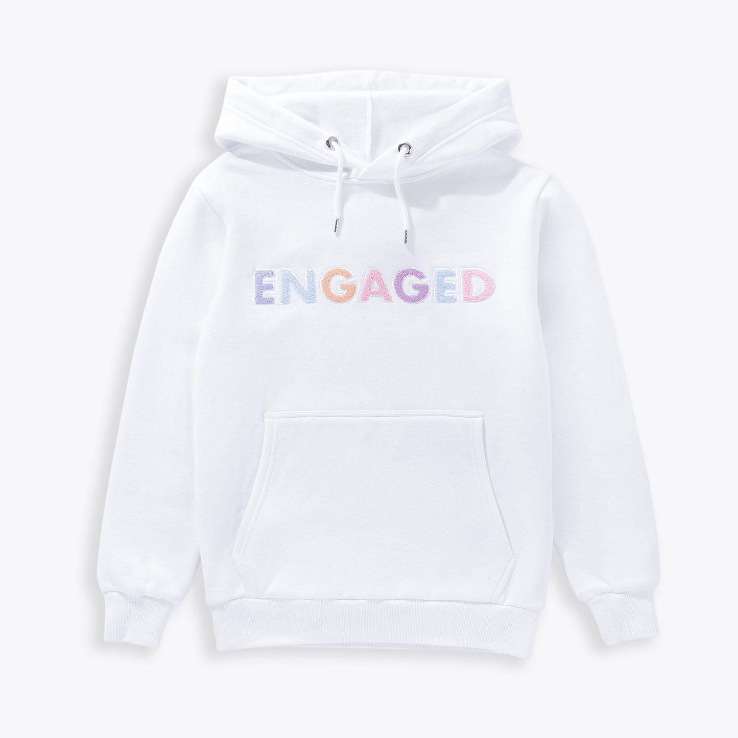 Engaged Embroidered White Hoodie