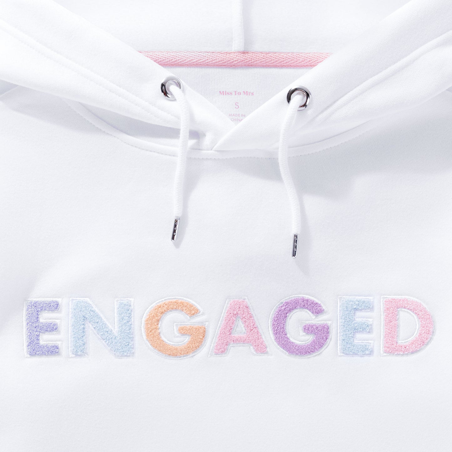 Engaged Embroidered White Hoodie