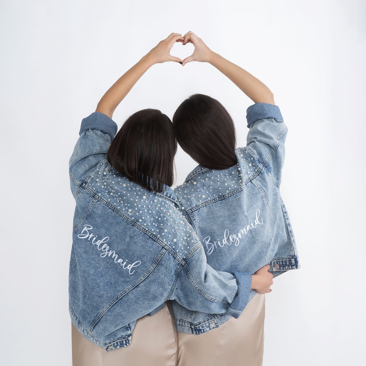 Bridesmaid Embroidered Pearl-Studded Denim Jacket