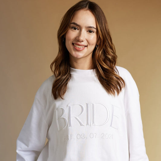 Embroidered BRIDE Sweatshirt - White