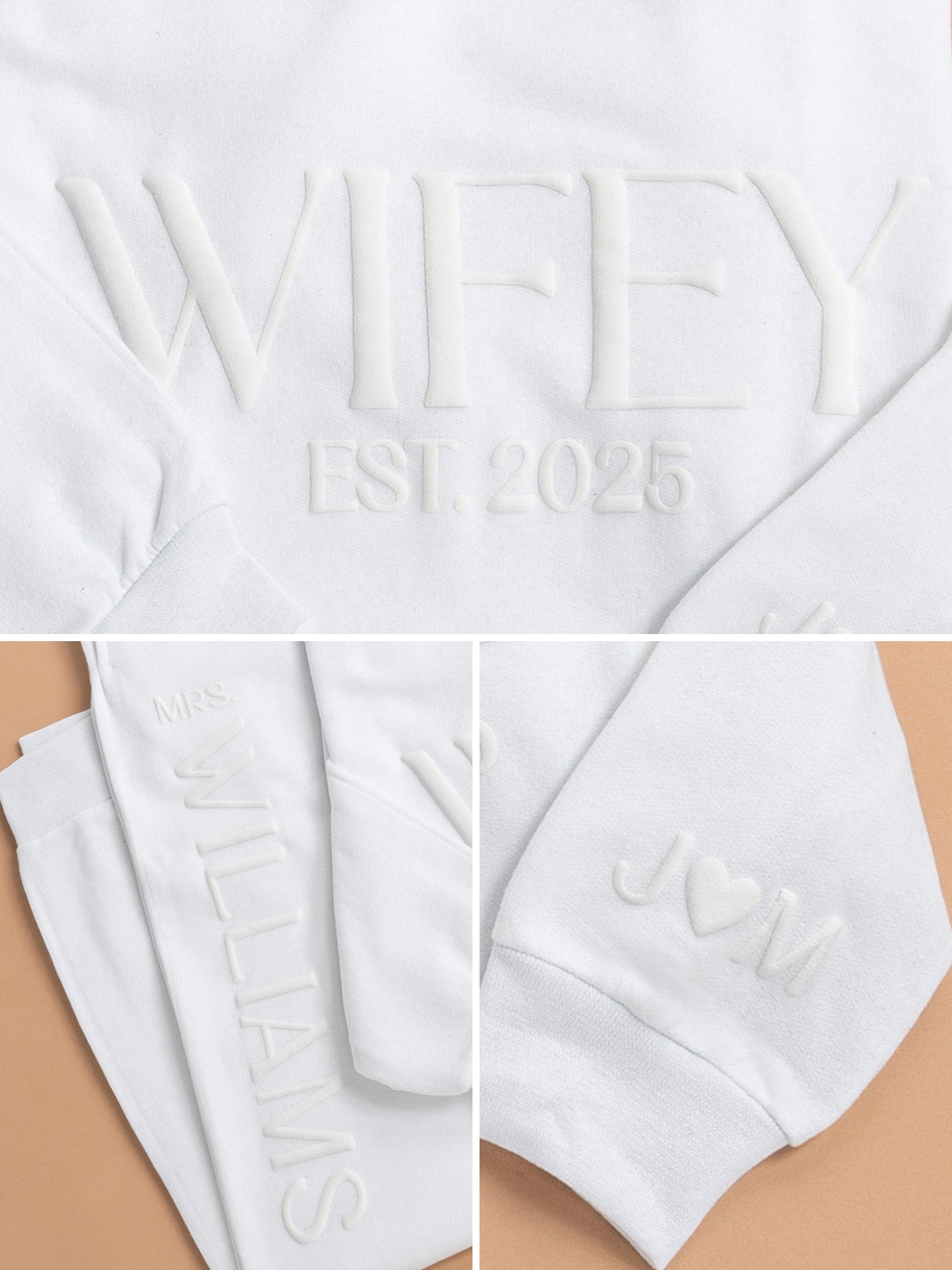 Embossed WIFEY & HUBBY Hoodie/Joggers Sets - Monochrome
