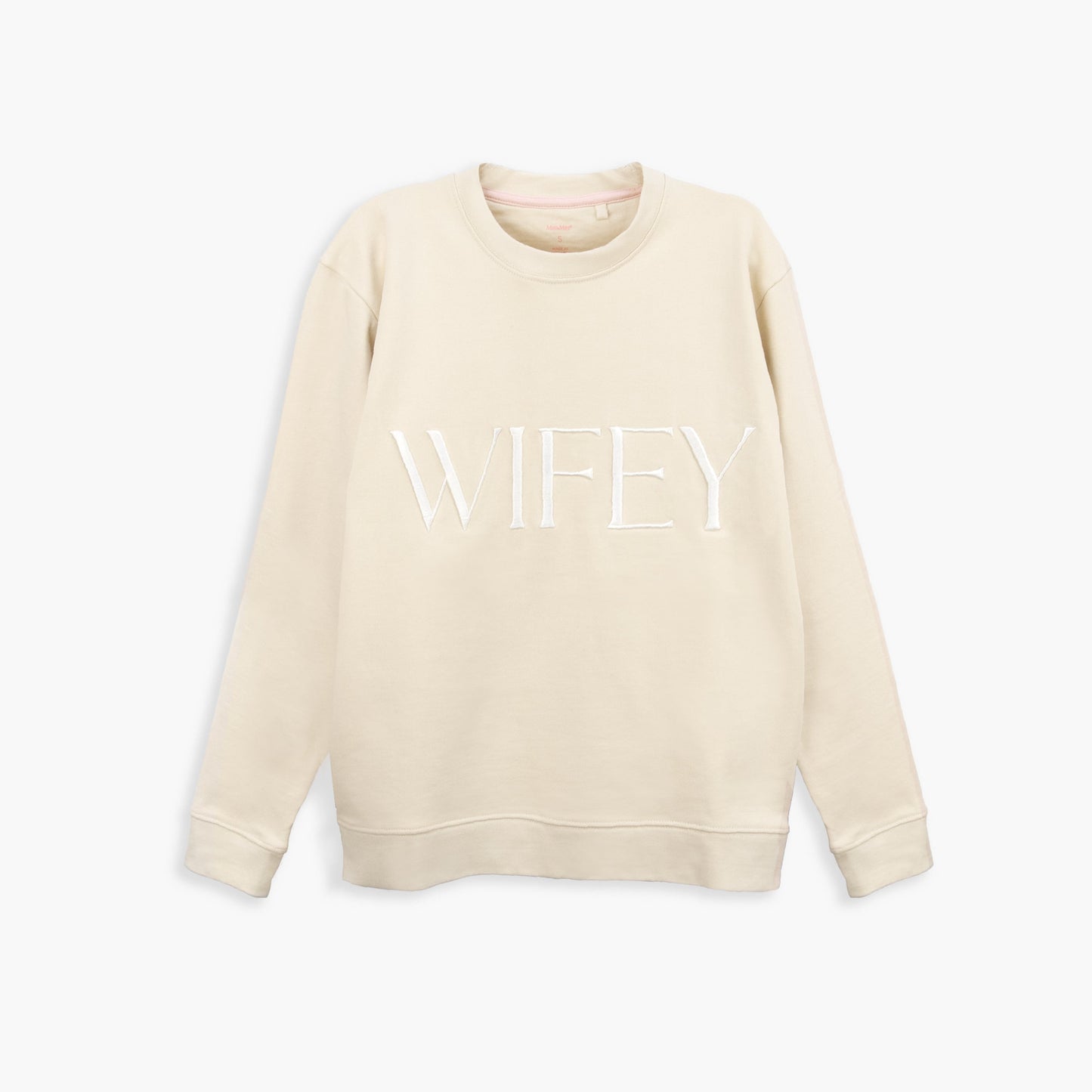 Embroidered WIFEY Sweatshirt - Ivory Cream