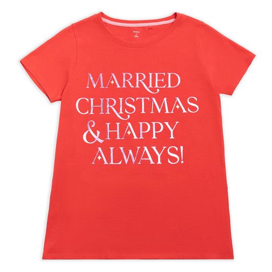 Married Christmas & Happy Always Red Crewneck T-shirt