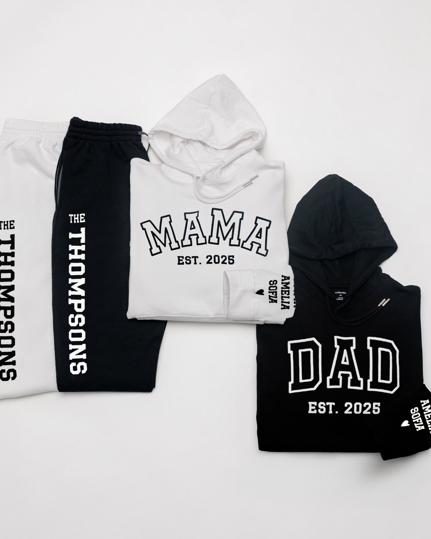 Embossed MAMA & DAD Hoodie/Joggers Sets