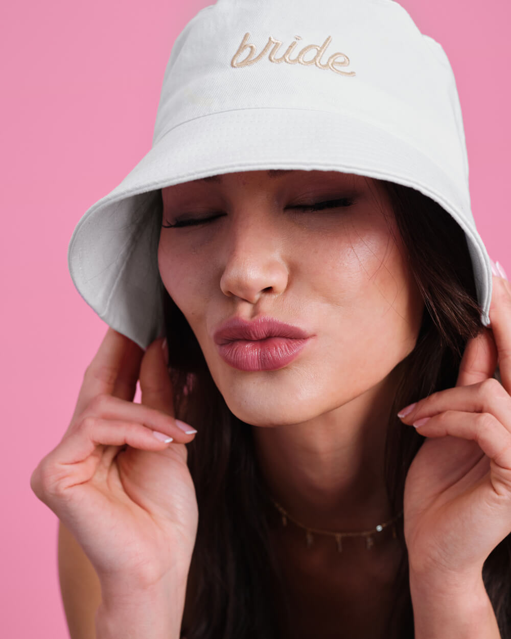 Bride Bucket Hat | Embroidered Cotton Bridal Hat for Bachelorette & Beach