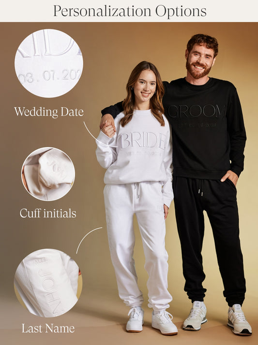 Embroidered BRIDE / GROOM Sweatshirt & Joggers Set