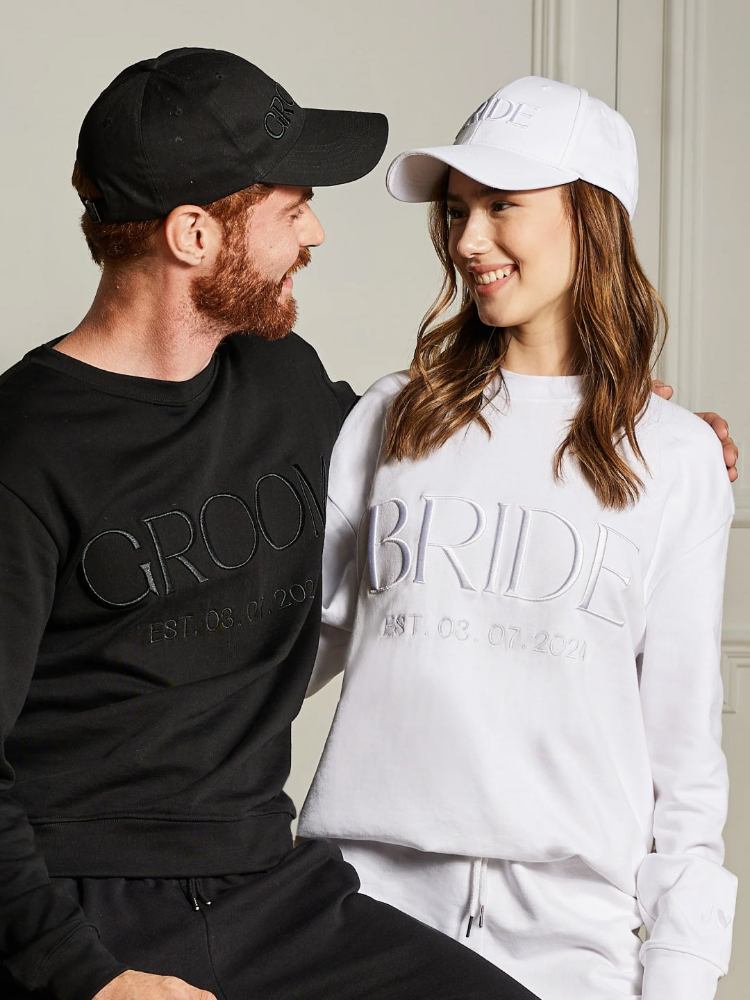 Embroidered BRIDE GROOM Sweatshirt/Joggers Sets