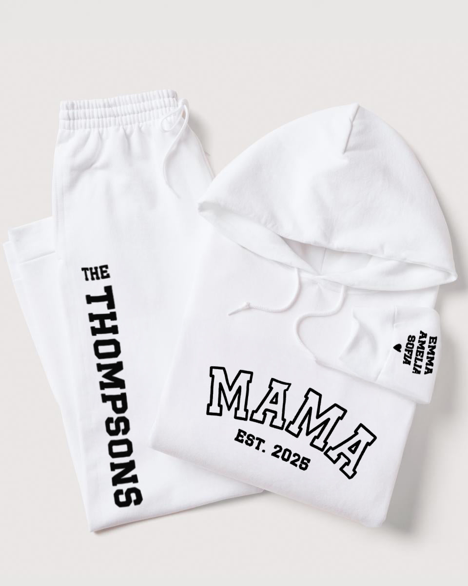 Embossed MAMA Hoodie & Joggers Set - Contrast