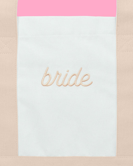 Beige Bride Tote - embroidered cotton tote
