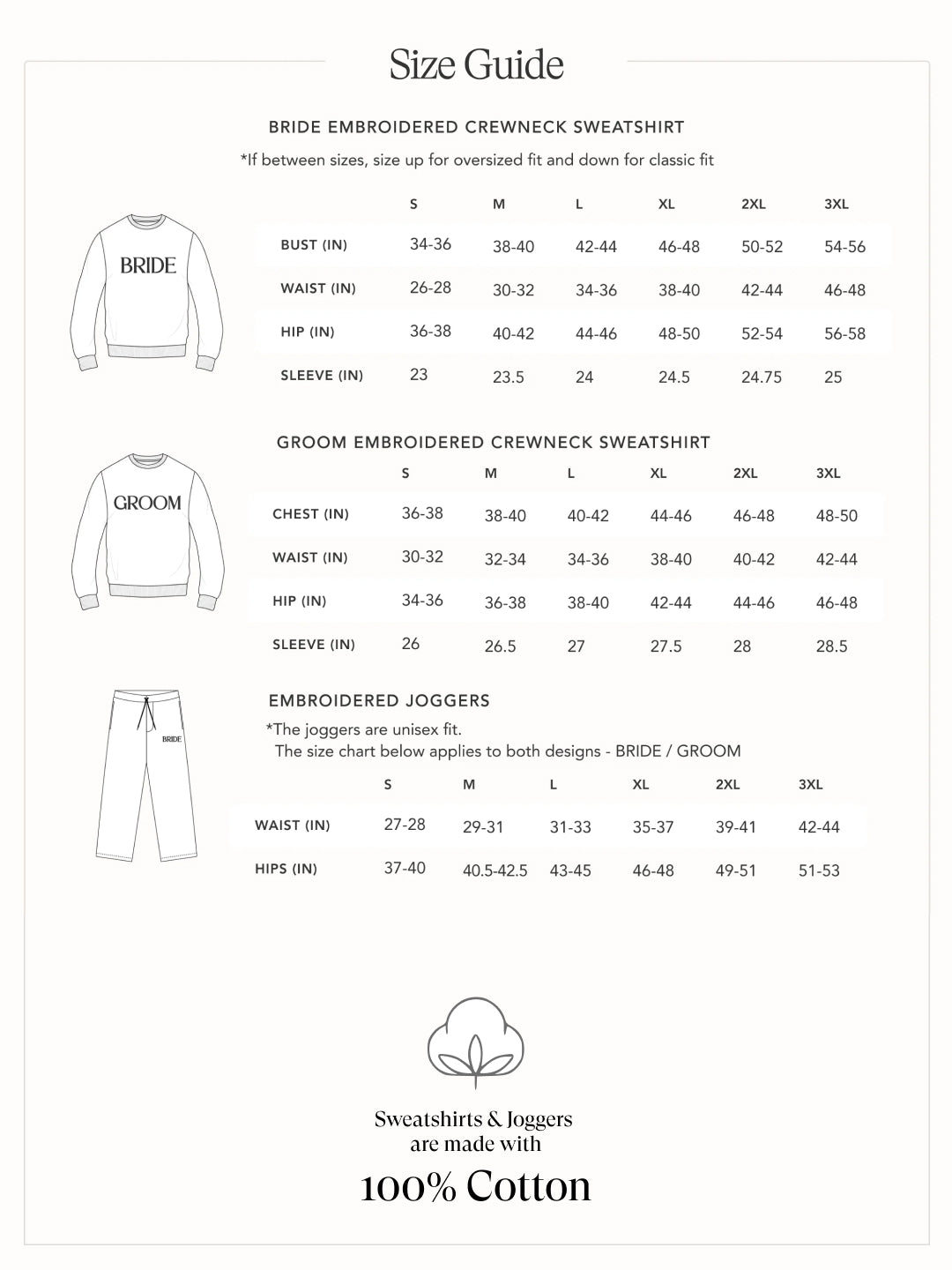 Embroidered BRIDE / GROOM Sweatshirt & Joggers Sets