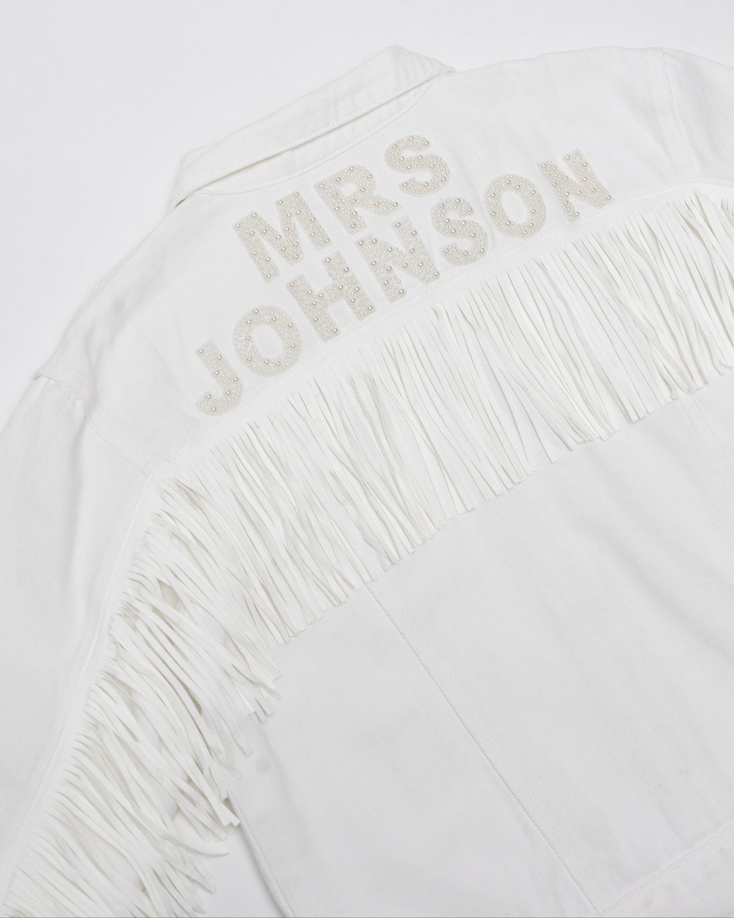 Custom Fringe Jacket with Pearl Patches