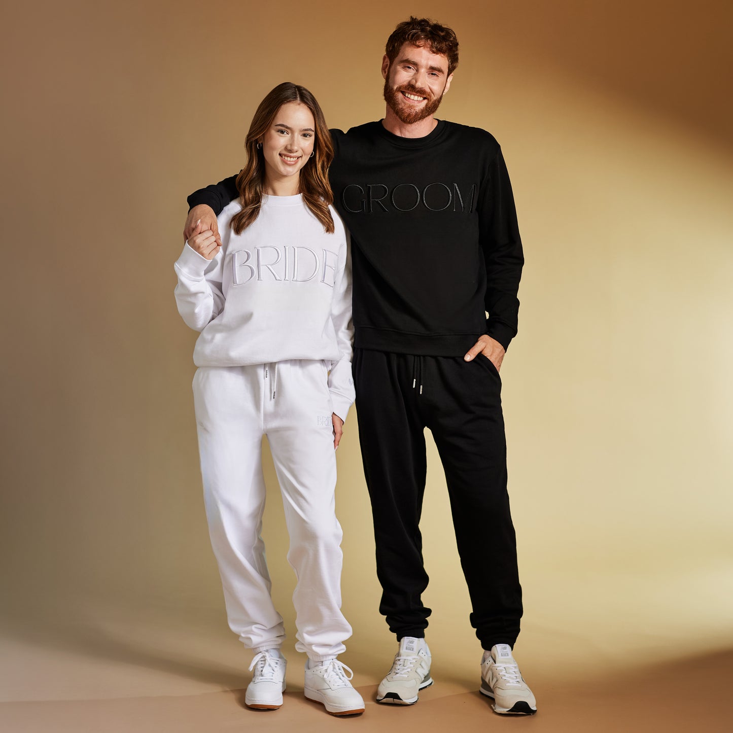 Embroidered BRIDE + GROOM Sweatshirt & Joggers Sets