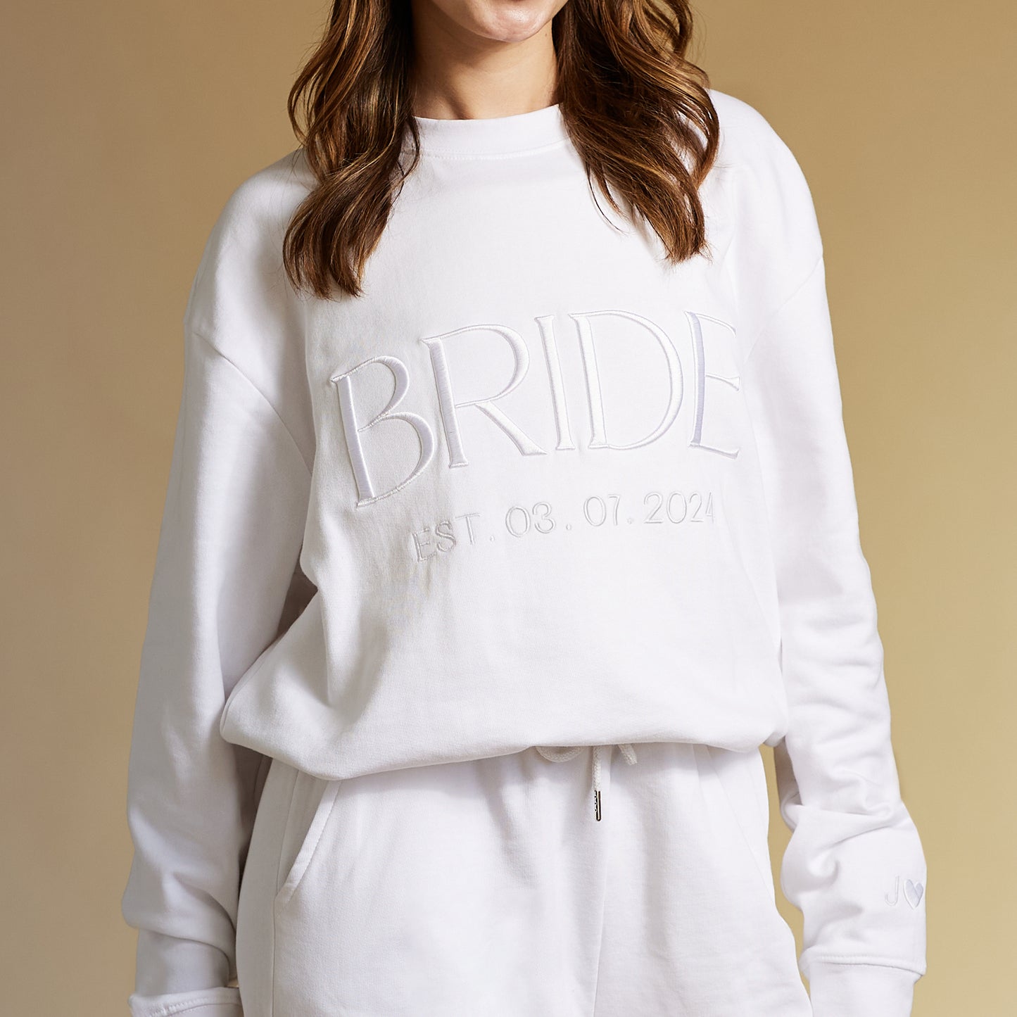 Embroidered BRIDE Sweatshirt - White