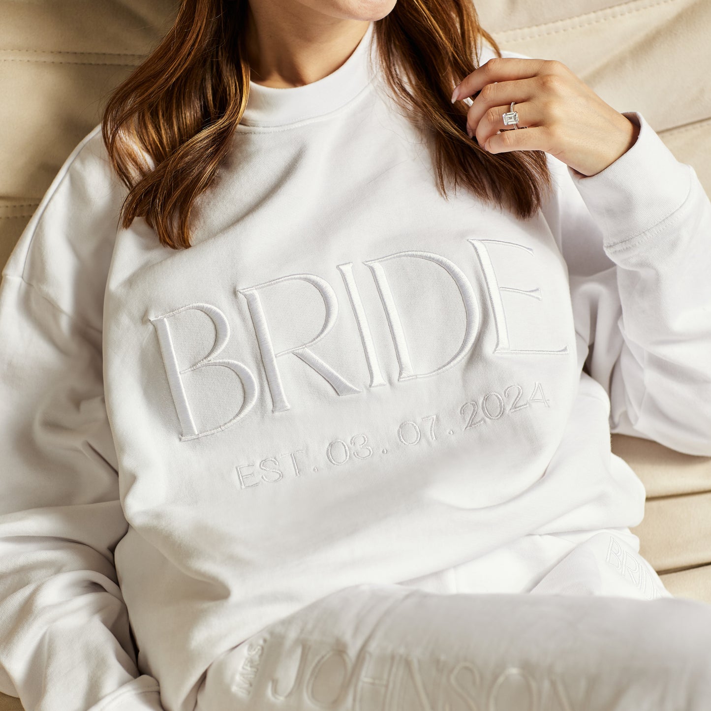 Embroidered BRIDE Sweatshirt - White