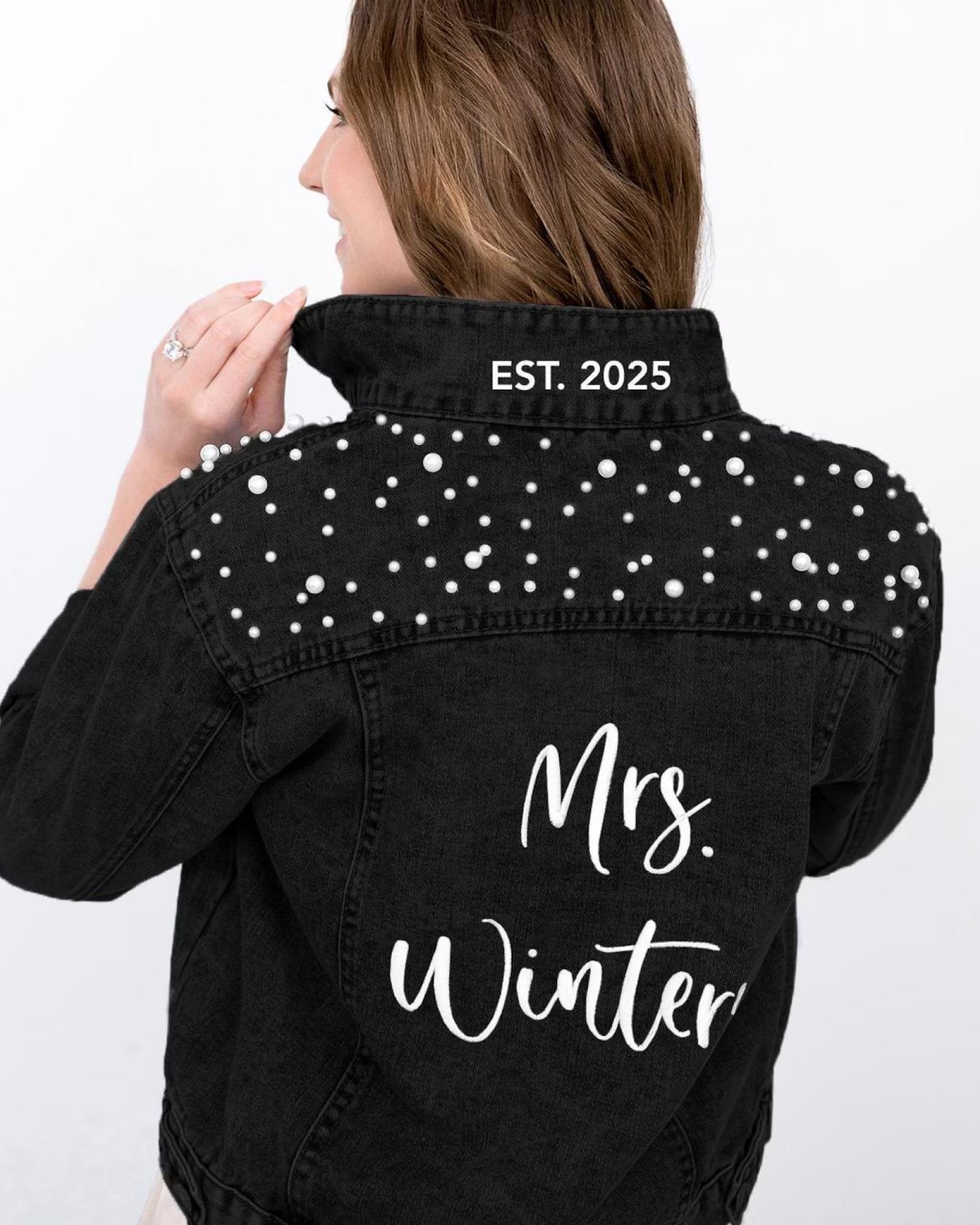 Embroidered BRIDE Denim Jacket – Personalized Bridal Jean Jacket