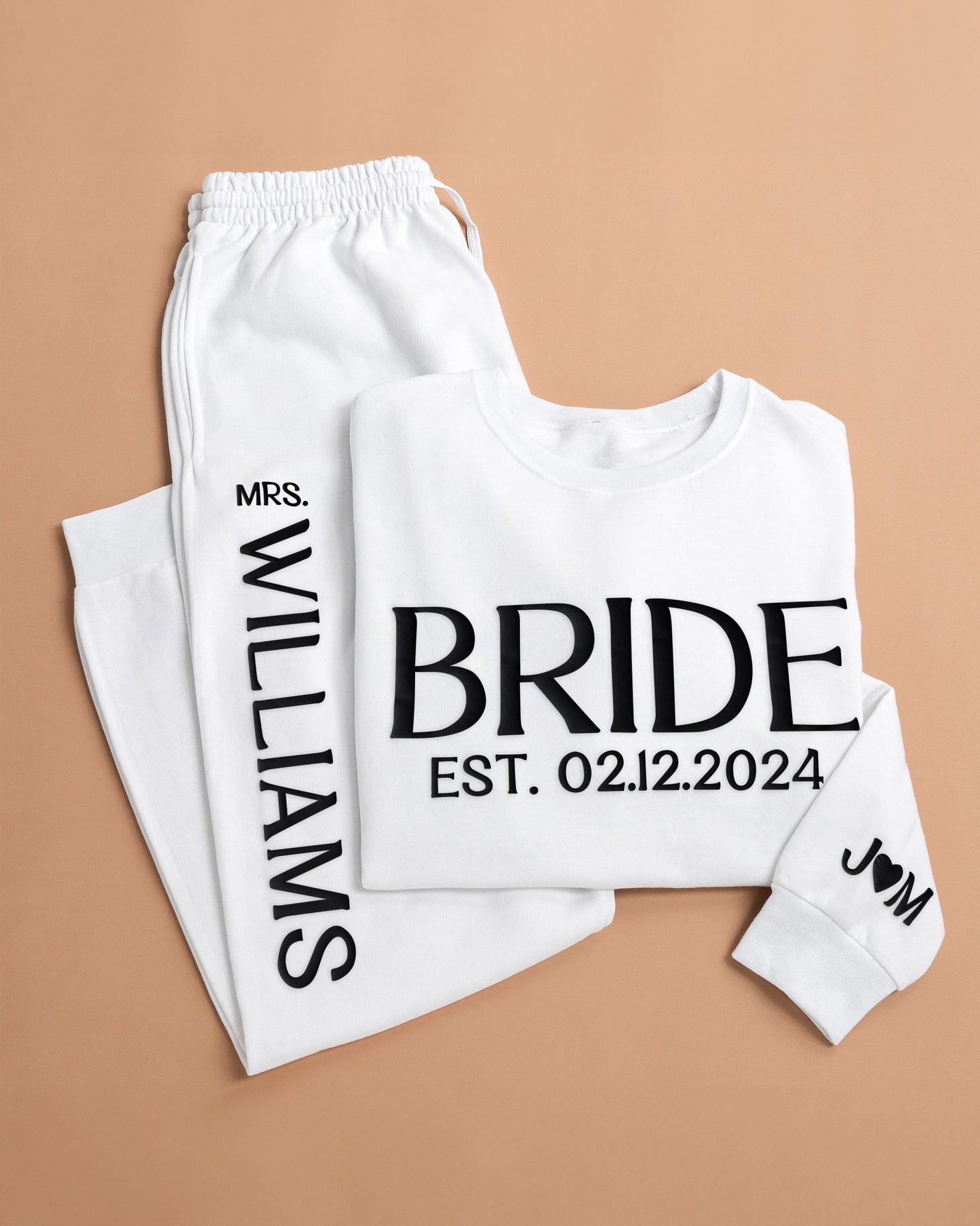 Embossed BRIDE & GROOM Sweatshirt/Joggers Sets - Contrast