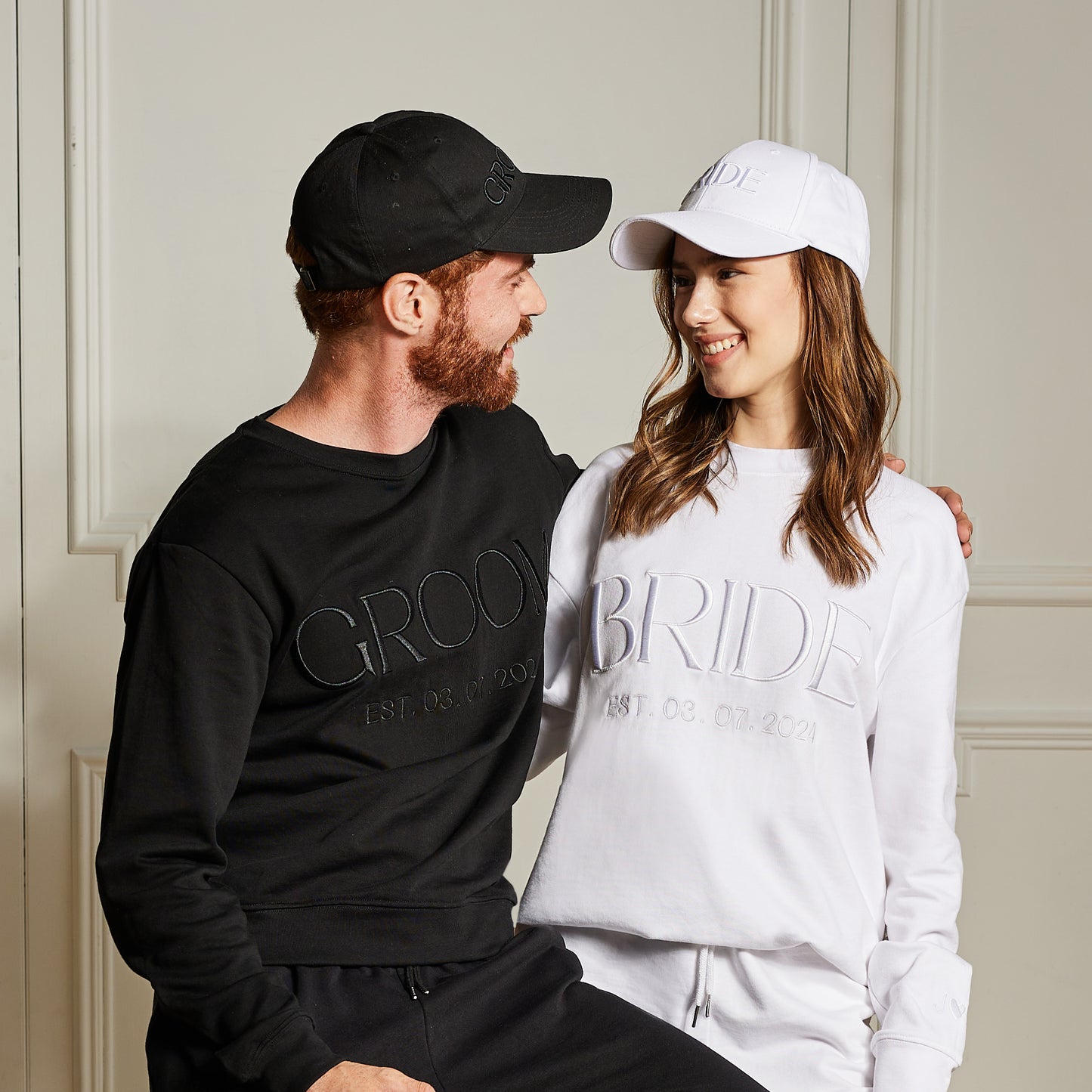 Embroidered BRIDE / GROOM Sweatshirt & Joggers Set