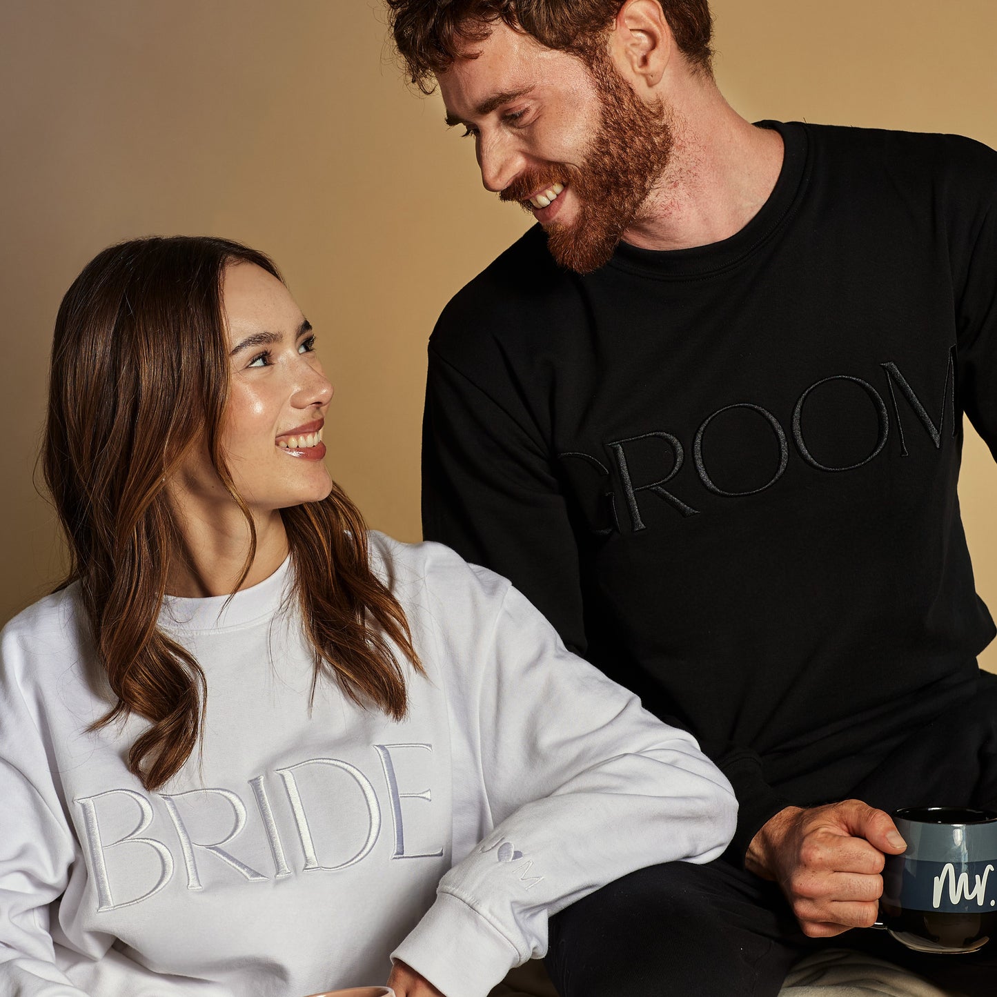 Embroidered BRIDE + GROOM Sweatshirt & Joggers Sets