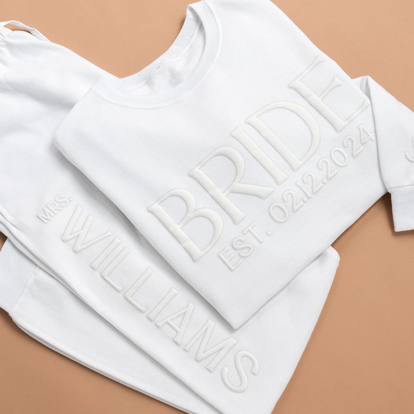 Embossed Personalized BRIDE Sweatshirt & Joggers Set