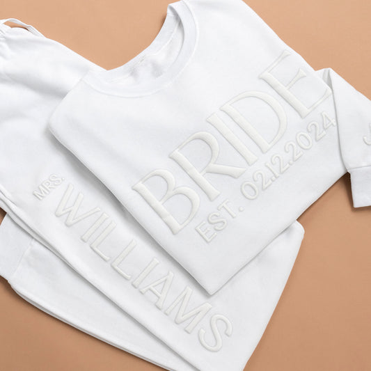 Embossed Personalized BRIDE Sweatshirt & Joggers Set