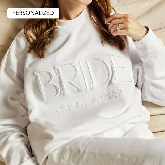 Embroidered BRIDE Sweatshirt - White