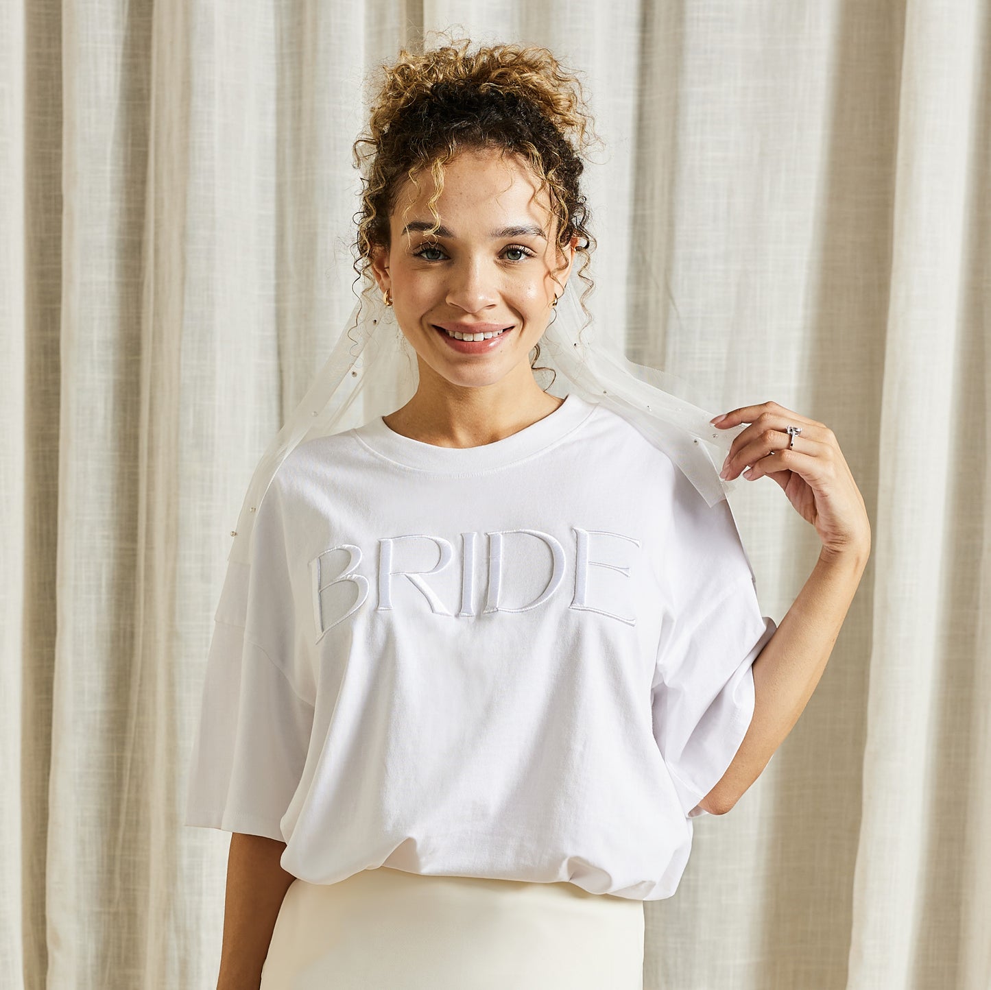 Embroidered BRIDE T-shirt - White