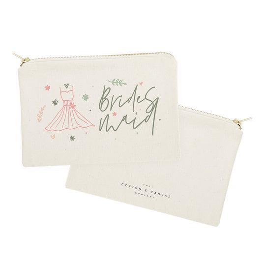 Floral Bridesmaid Cotton Canvas Cosmetic Bag