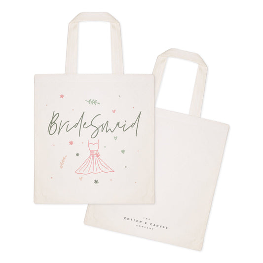 Floral Bridesmaid Wedding Cotton Canvas Tote Bag
