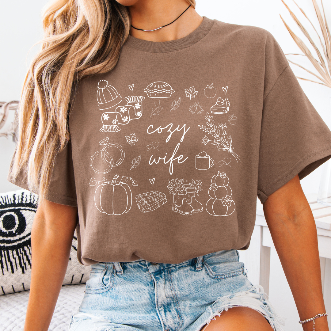 Cozy Bride & Cozy Wife Fall Graphic T-Shirt
