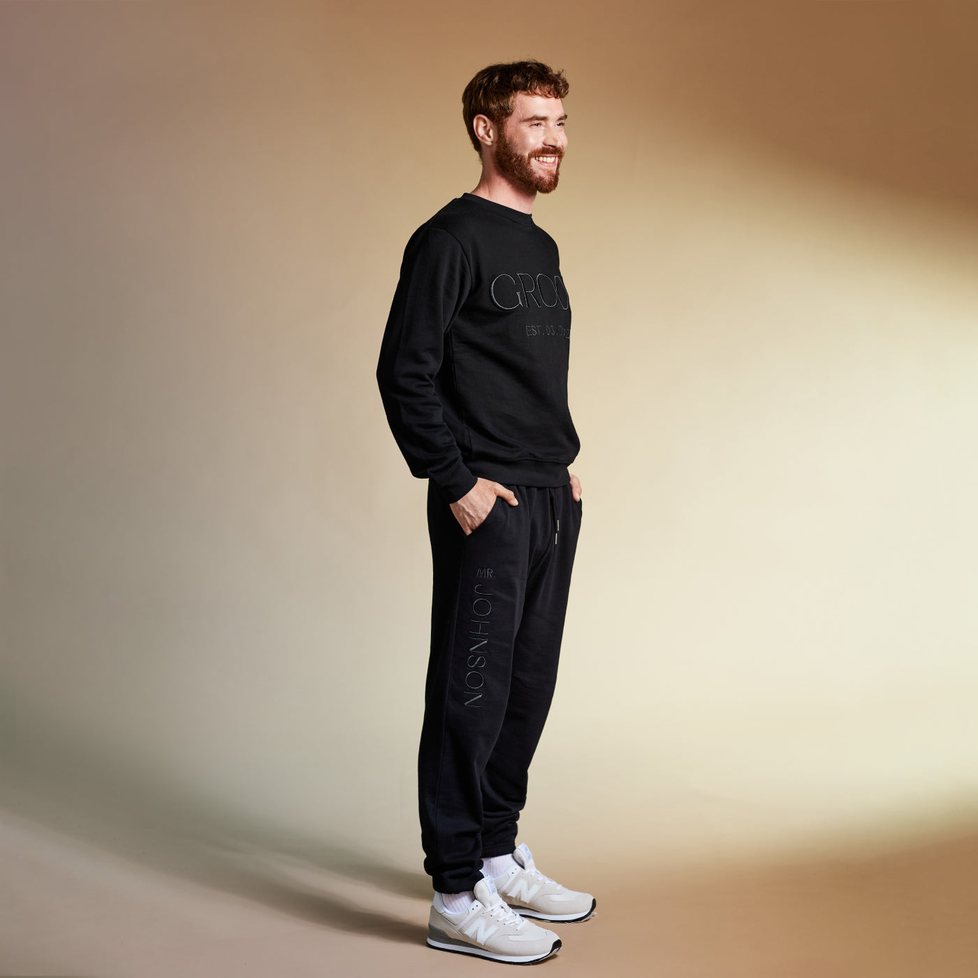 Embroidered GROOM Sweatshirt - Black