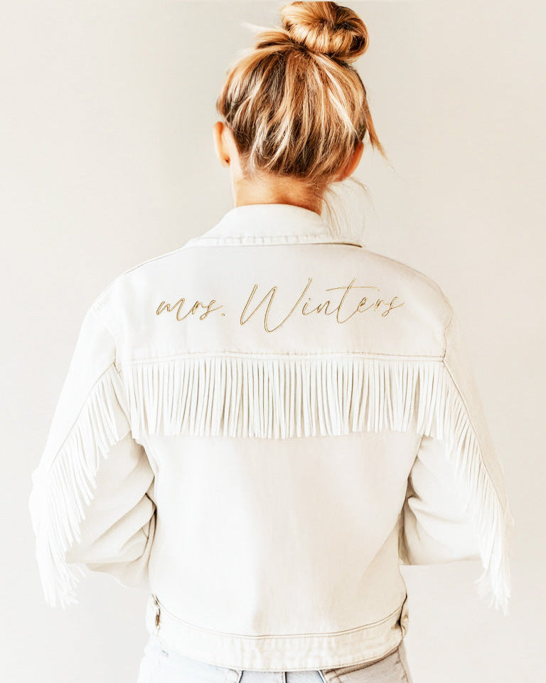 Embroidered Bride Jacket with Fringes