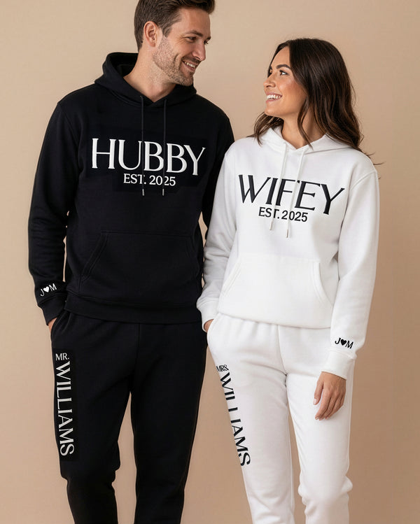 WIFEY + HUBBY Hoodies & Joggers Set (3D Puff)