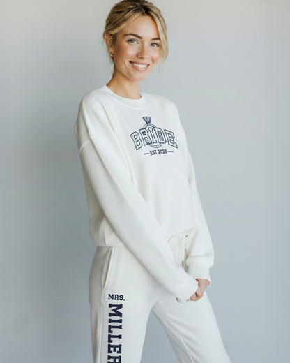 BRIDE/WIFEY Varsity Crewneck & Joggers Set