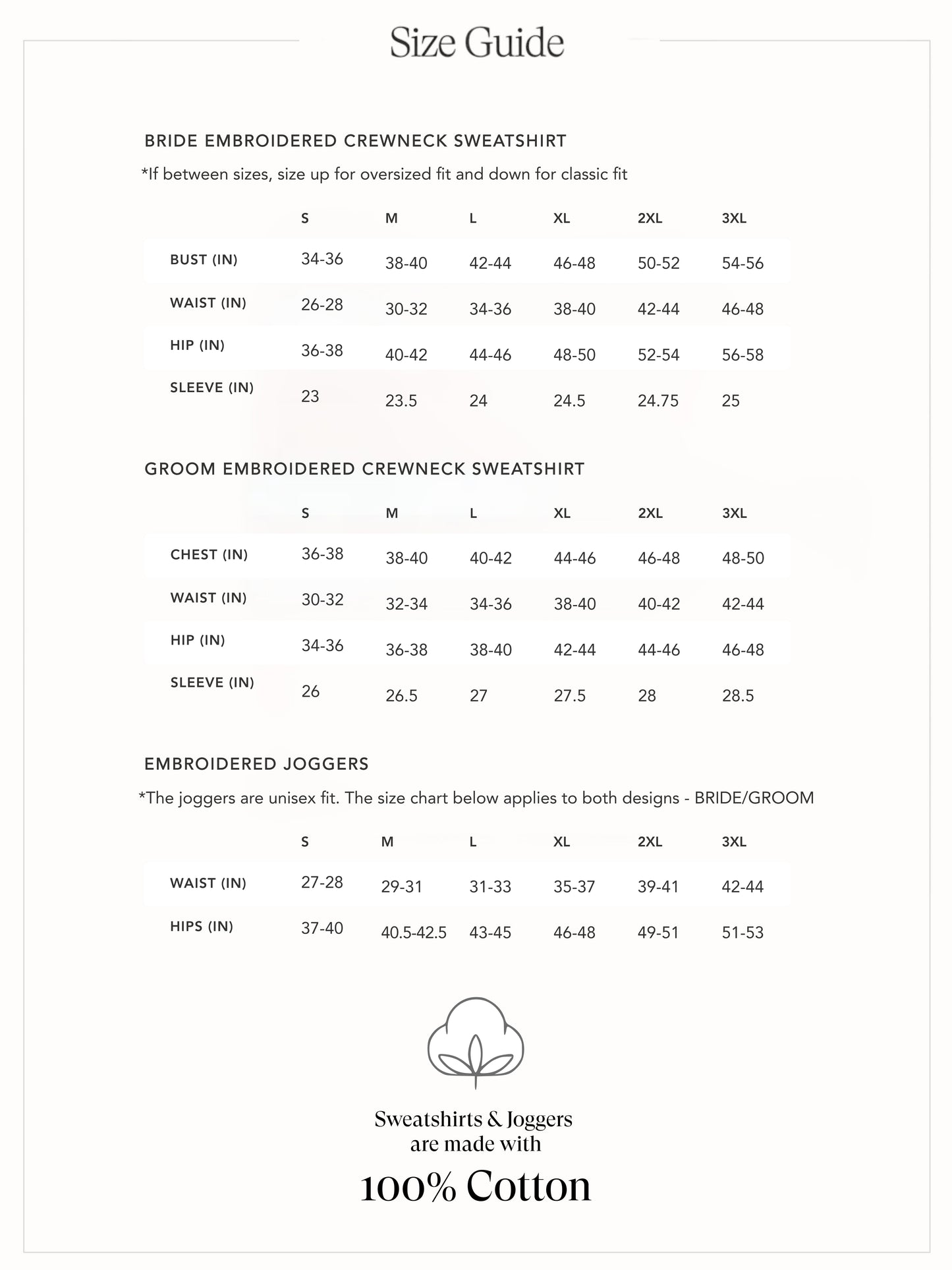 BRIDE + GROOM Crewnecks & Joggers Set (Embroidered)