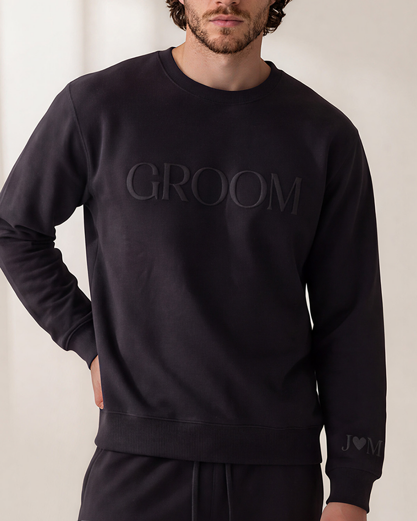 Classic BRIDE + GROOM Crewnecks & Joggers Set (3D Puff)