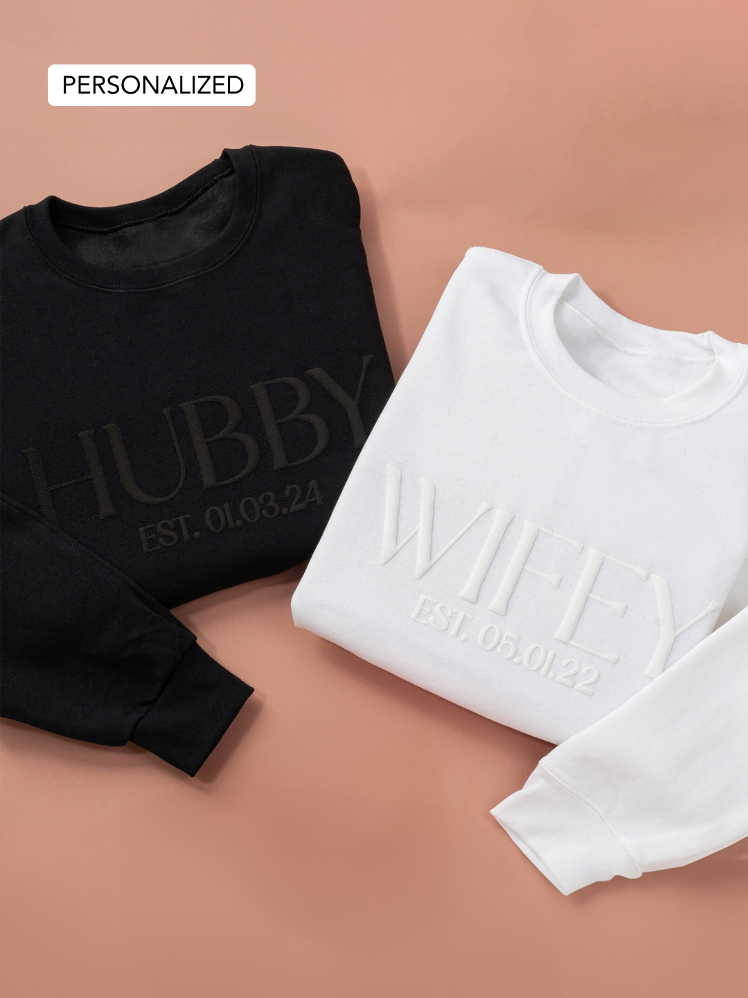 Embossed WIFEY & HUBBY Sweatshirts Bundle