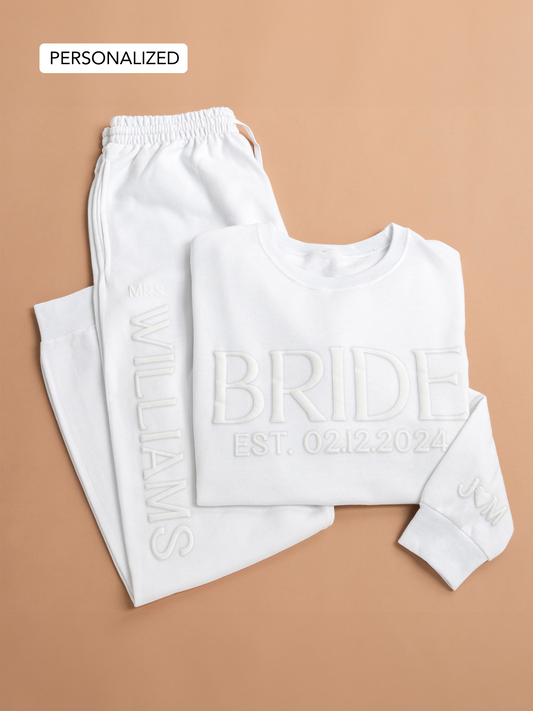 Embossed Personalized BRIDE Sweatshirt & Joggers Set