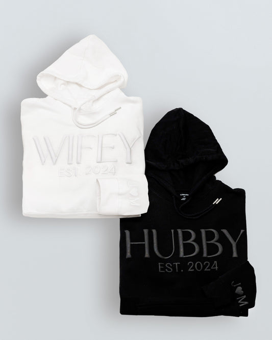 Embossed WIFEY & HUBBY Hoodies Bundle