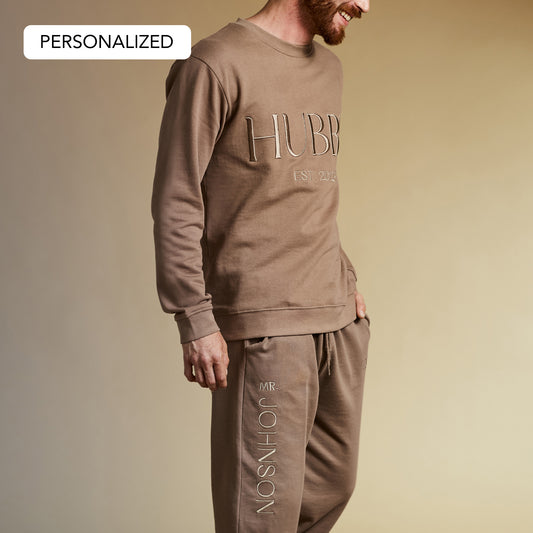 Embroidered HUBBY Sweatshirt & Joggers Set