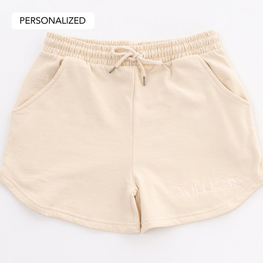 Personalized Embroidered Shorts - Ivory Cream