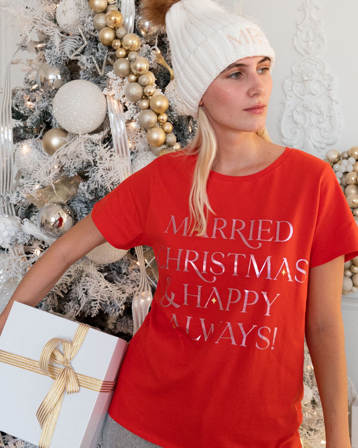 Married Christmas & Happy Always Red Crewneck T-shirt