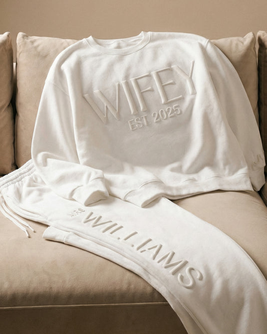 WIFEY Crewneck & Joggers Set (3D Puff)