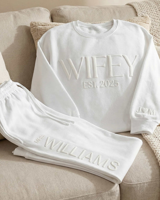 WIFEY Crewneck & Joggers Set (3D Puff)