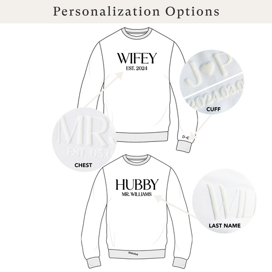 Personalized WIFEY + HUBBY Sweatshirts
