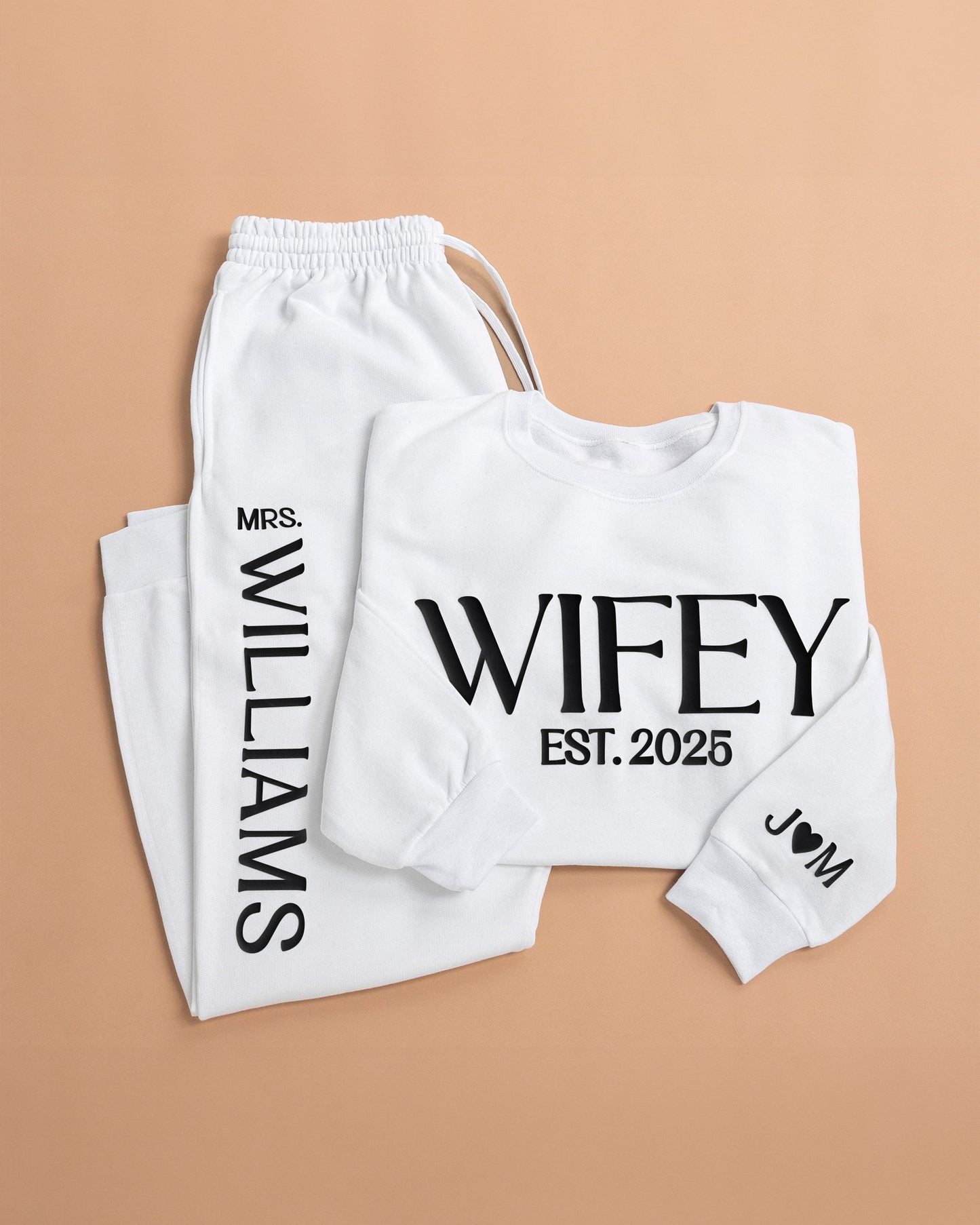 Embossed WIFEY Sweatshirt & Joggers Set - Contrast