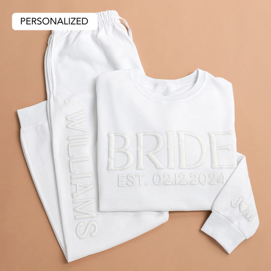 Embossed Personalized BRIDE Sweatshirt & Joggers Set