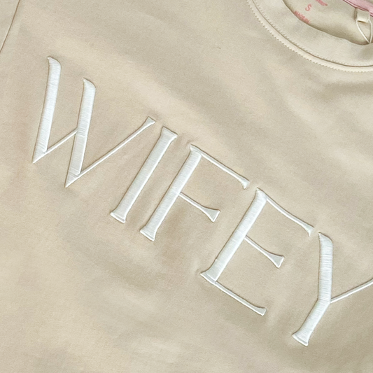 Wifey Embroidered Sweatshirt - Ivory Cream