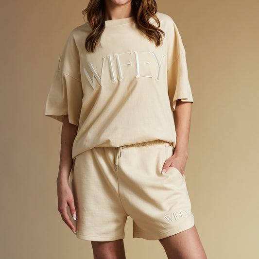 Embroidered WIFEY T-shirt & Shorts Set